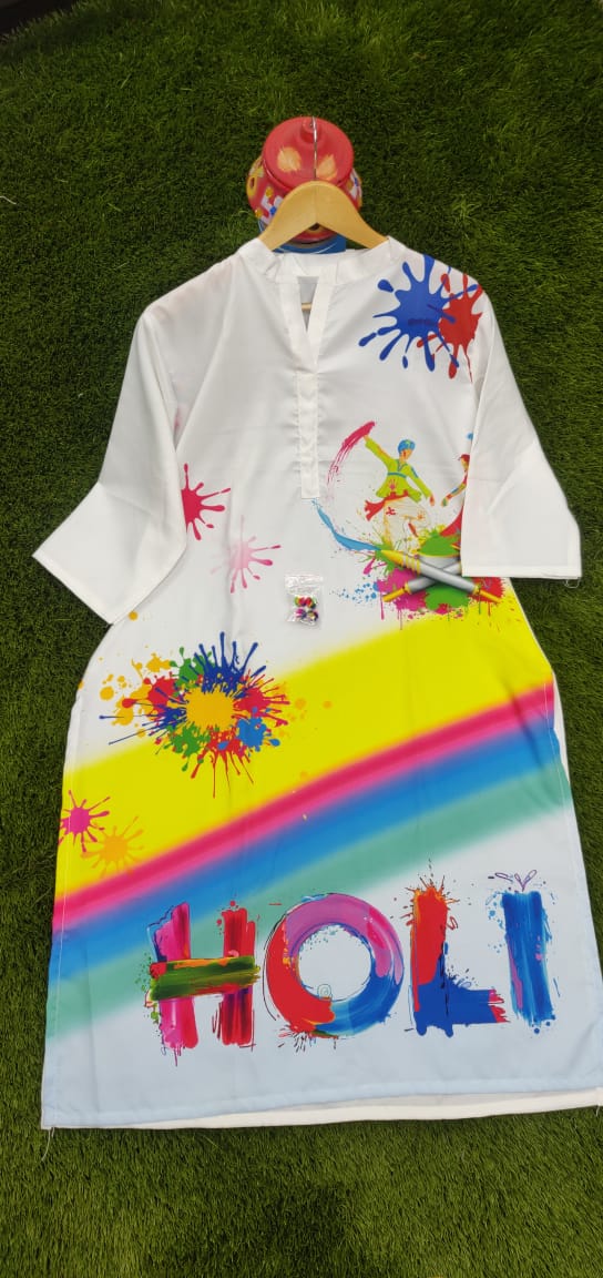 Holi Special Butter Silk Holi Printed Kurtis Catalog